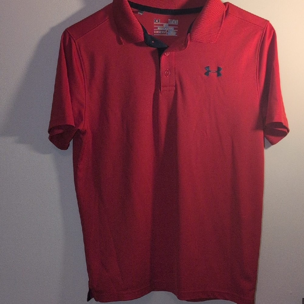 Under Armour Men's Polo Shirt in Red with Navy Logo